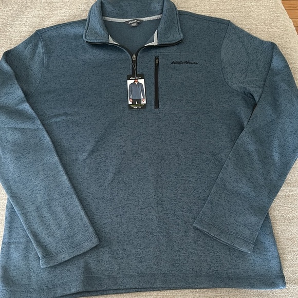 Eddie Bauer blue 1/4 Zip Sweater Fleece Size XL. NWT. - Picture 4 of 11